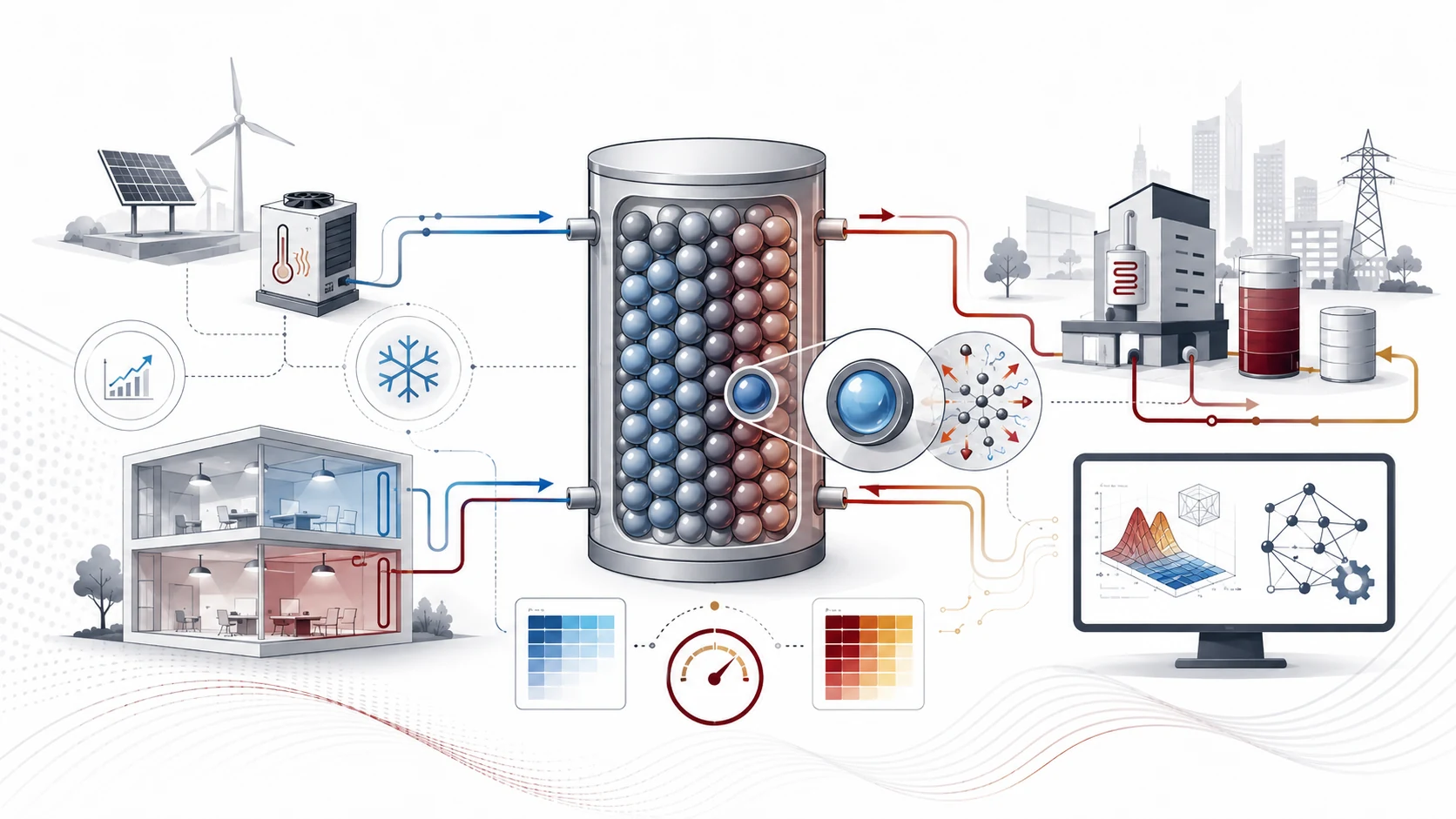 Illustration of packed-bed thermal energy storage with nano-enhanced phase change materials